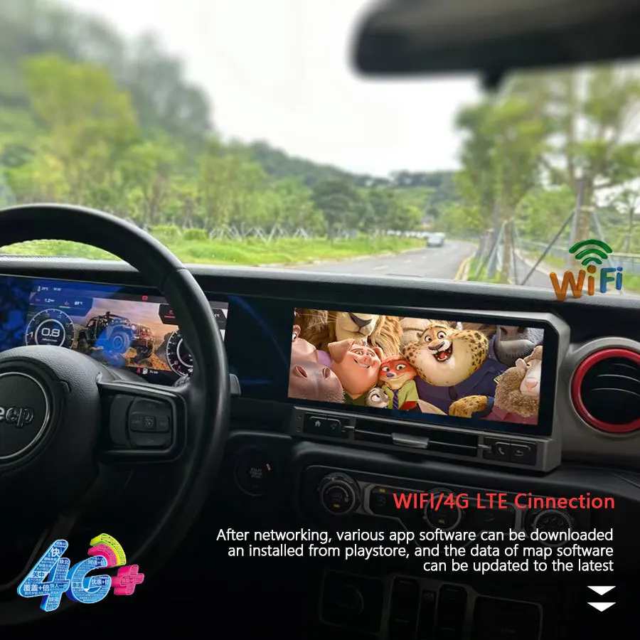 12.3inch+12.3inch Carplay Car Radio For JEEP WRANGLER 2018-2022 LCD Android Dual