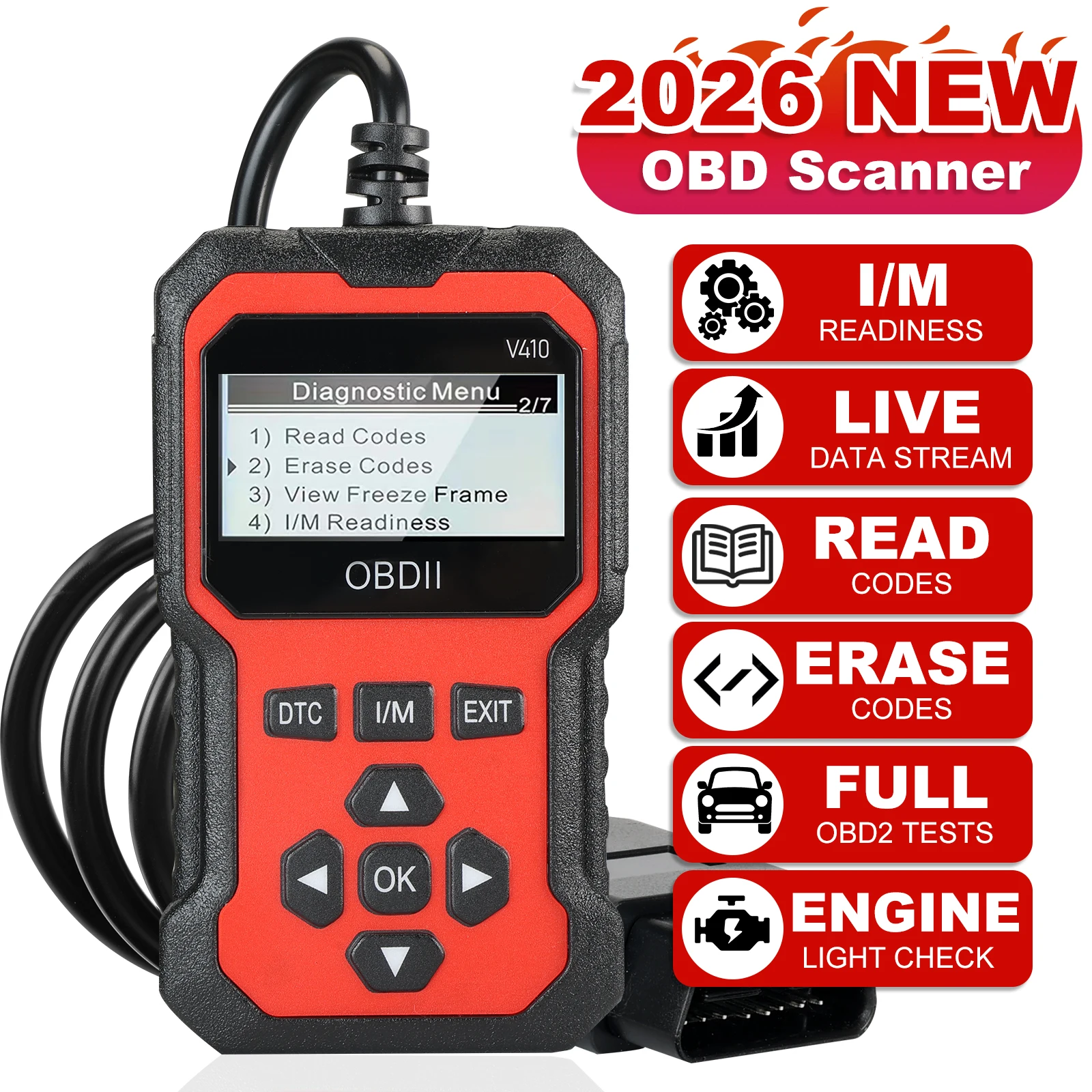 V410 Car Diagnostic Scanner Tool ABS Engine Oil Reset Function Auto Scanner Tool for All Cars product image