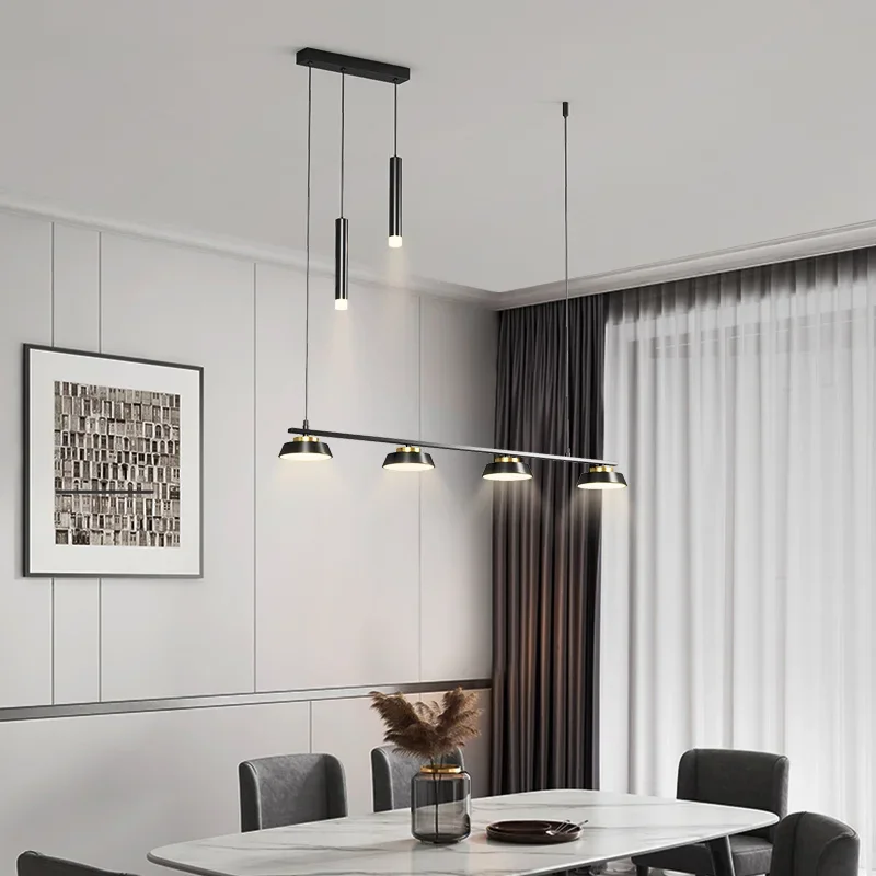 Plafonnier LED noir avec budgétaire, lustre simple pour salle à manger, cuisine, table longue, lampe suspendue, décor de lumière Melon al