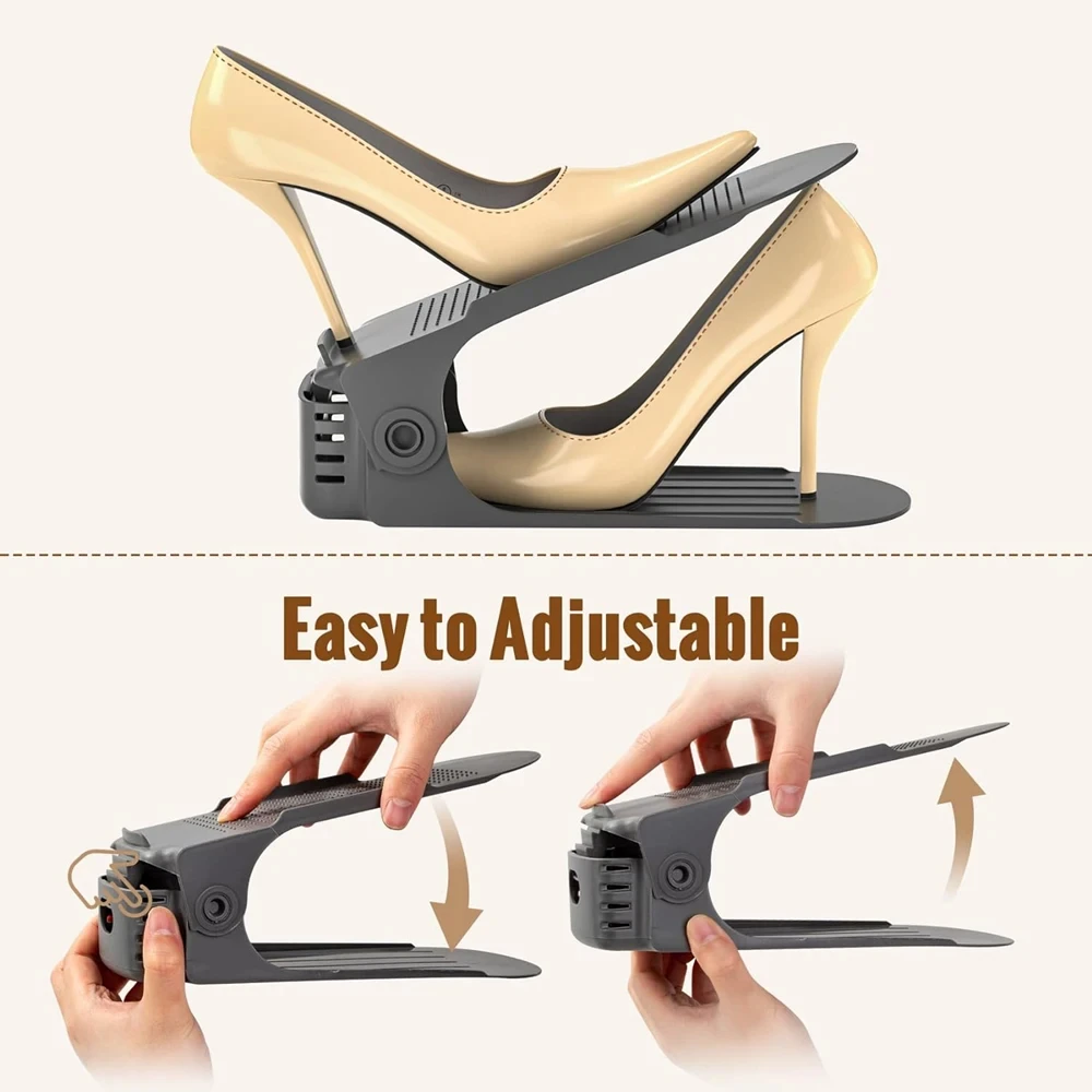 12Pcs Adjustable Shoe Organizer Shoe Support Rack, Space Saving Shoe-Shelf for Closet, Shoe Organizer Shoe Rack for Cabinet 4