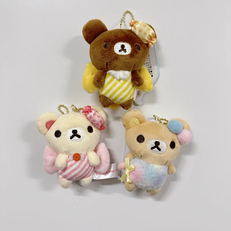Rilakkuma 캔디 플러시 키체인, 코릴락쿠마 차이로이코구 재미있는 놀이 공원 귀여운 여성 가방 키체인 키링