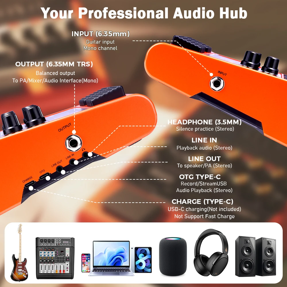 JAM BUDDY II 10W Guitar Amp 14 Amp Models 9 Effects Drum Machine Looper Bluetoot