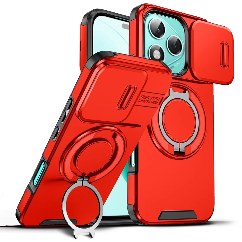 Enhanced Magnetic Ring Holder Case with Slide Camera Lens Protection