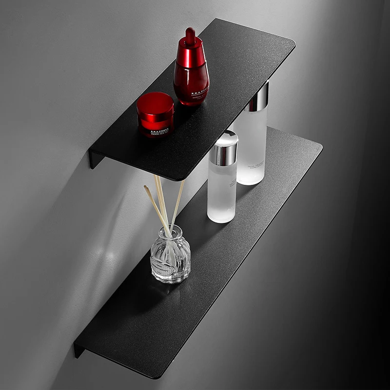 30/40/50CM Floating Shelf Wall Storage Shelves for Living Room Bathroom Kitchen Hanging Mounted White Black Bathroom Shelf 3