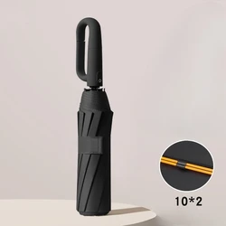 Stylish UV Protection Compact Folding Umbrella with Loop Buckle - Aluminum (Black)
