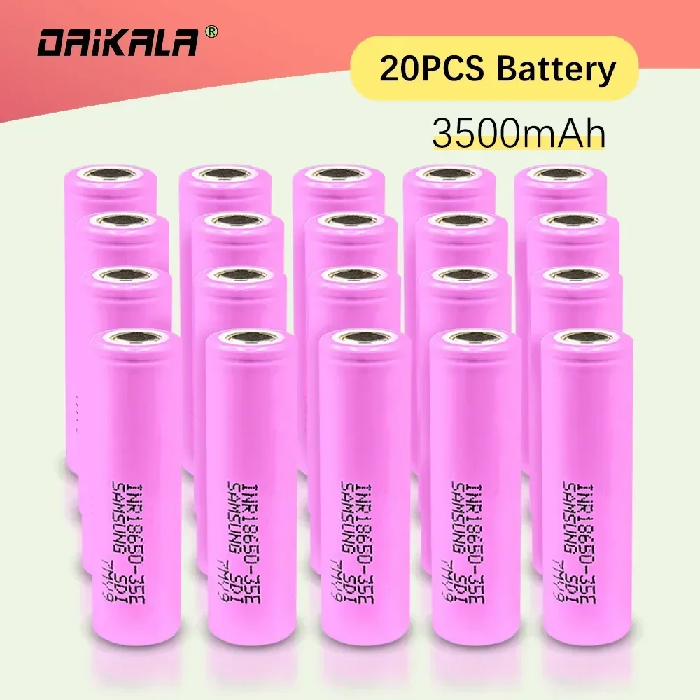

New Origineel 3.7V lithium battery 35E 18650 Batteries 3500Mah 20A Ontlading INR18650 3.7V Li-Ion Oplaadbare Battery
