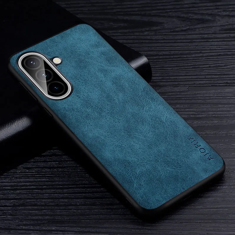Premium PU Leather Scratch-Resistant Phone Case - Solid Color Protective Cover