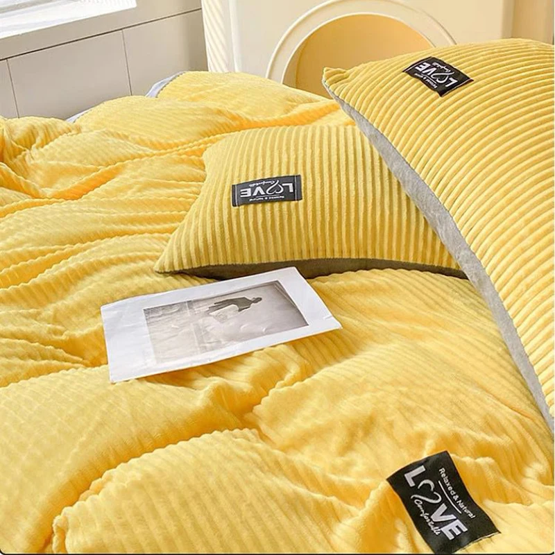 

Solid Color Velvet Duvet Cover for Household Winter Warmth Thick Bedding Set Double Quilt Cover Twin Queen King Duvet Cover