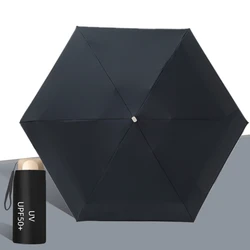 Compact UPF50+ Sun Shade & Rain Travel Umbrella with UV Protection - Aluminum (Black)