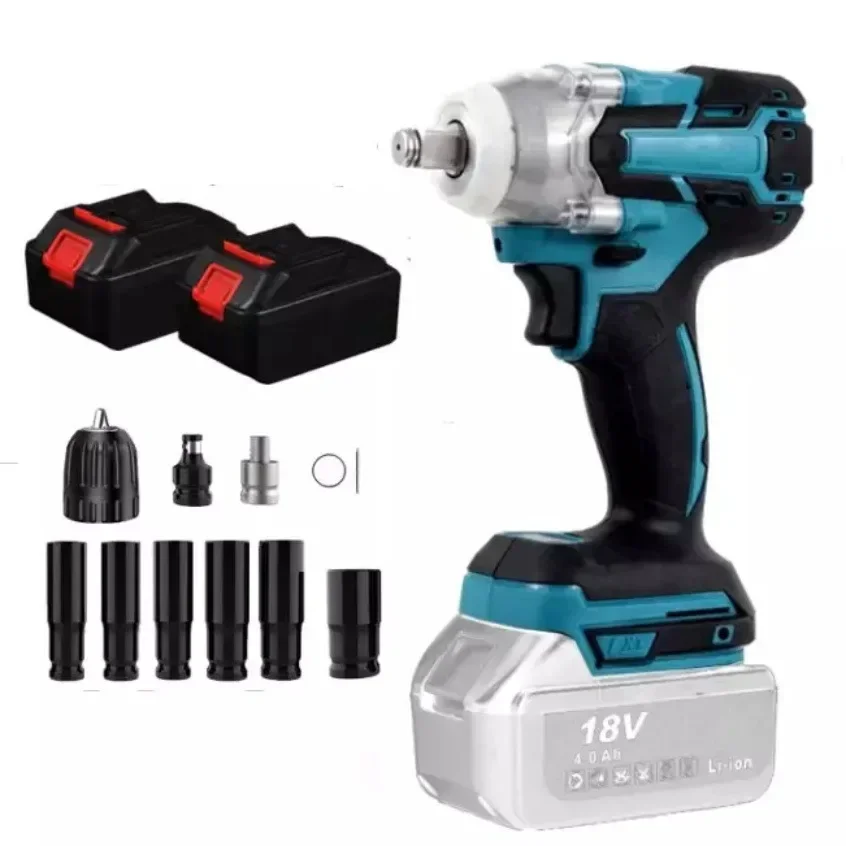 

18V 2 In 1 Brushless Electric Impact Wrench 1/2Inch Power Tools 15000Amh Li Battery LED Light Adapt To Makita Battery