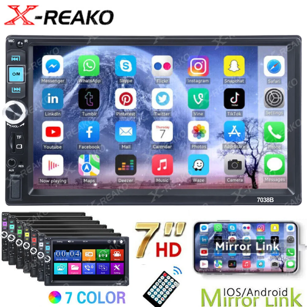 

X-REAKO 2 din Car Radio 7" Universal Autoradio Multimedia Player Touch Screen Auto audio Car Stereo MP5 BT USB TF FM Camera