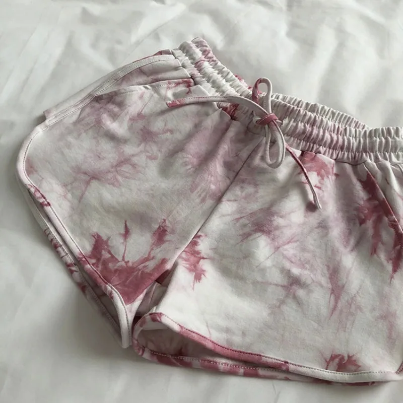 Loose Sports Shorts for Women in Summer High Waisted Running Yoga Hot Pants for Outdoor Wear Casual Wide Leg  Home Tie Dye