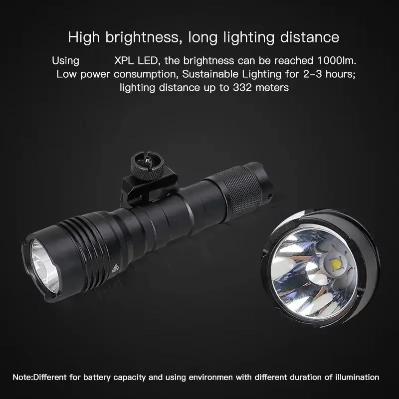 Aluminum LED Tactical Flashlight for Hunting with Remote Switch