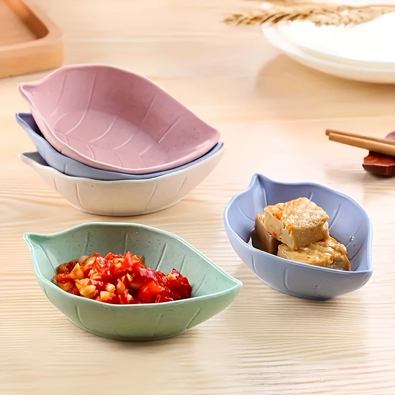 4pcs Small Plates, Wheat Straw Shaped Plates, and A Small Flavored Bowl Dipped in Sauce, Vinegar, and Soy Sauce