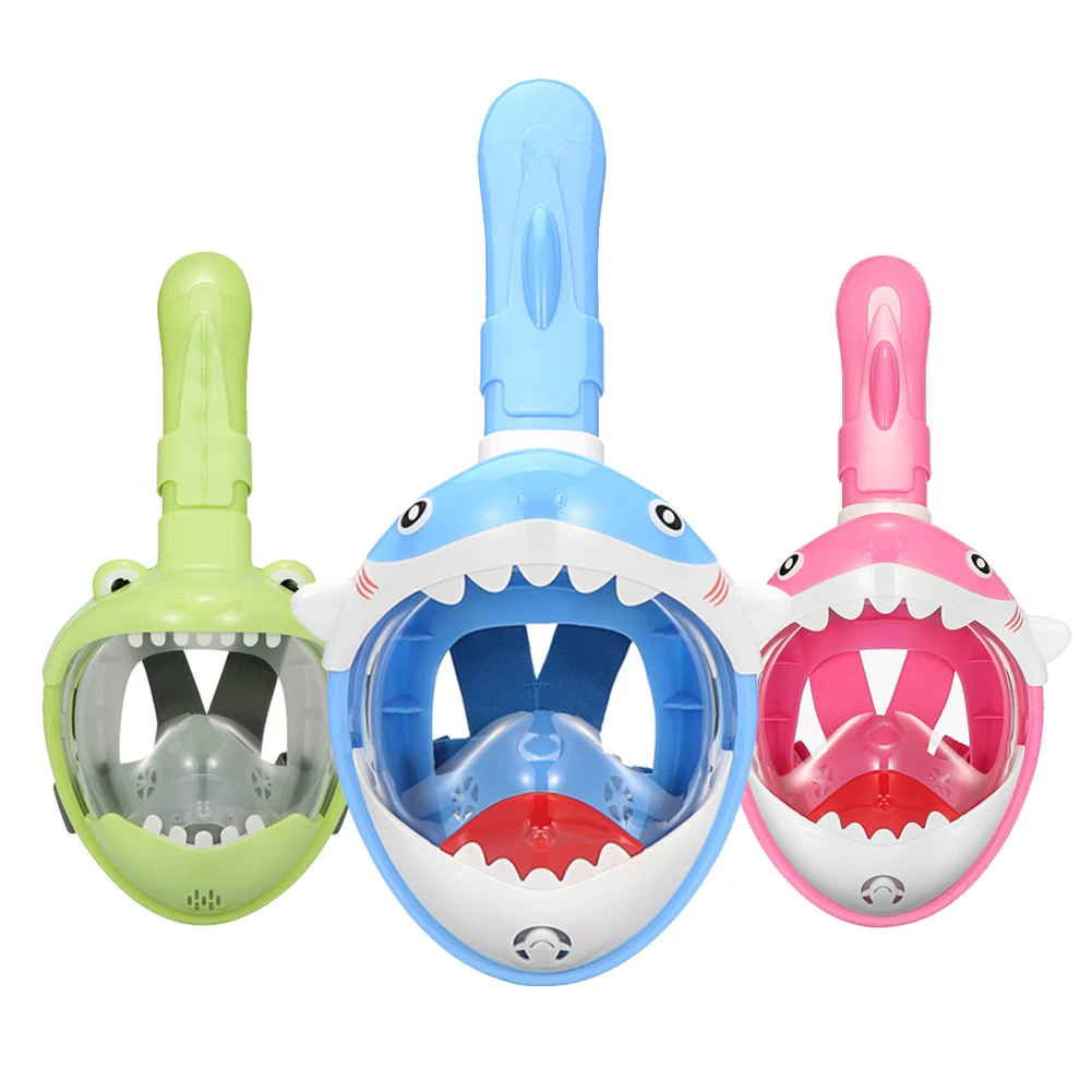 Hot Selling Kids Anti-Fog Snorkeling Mask No Leaking Childrens Full Face Shark Diving Goggles Swim Learning Suitable Helper