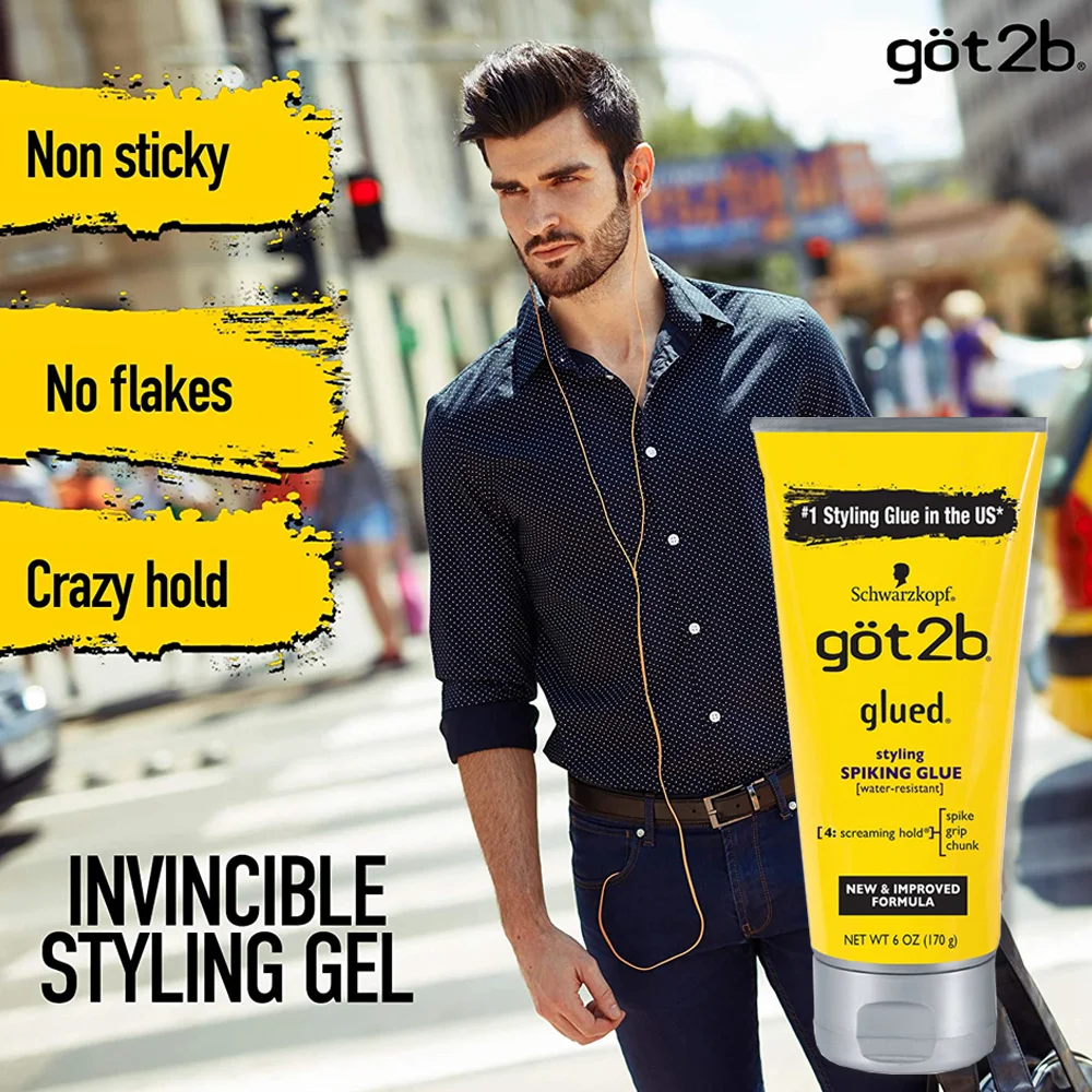 Got2b Glued Styling Spiking Hair Gel, 6 oz 