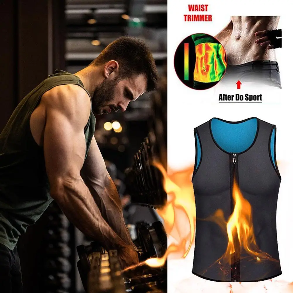 

S-3XL Men Zipper Slimming Vest Body Shaper Neoprene Abdomen Fat Burning Shaperwear Waist Support Sweat Corset Weight Loss