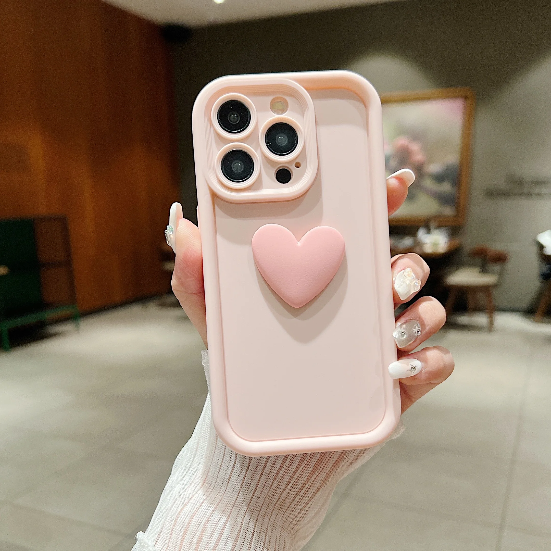 thumbnail image 1 of Lovely 3D Heart Phone Case For iphone 15 14 13 12 11 Pro Max 7 8 Plus X XR XS Max Soft Silicone Shockproof Sweet Back Cover Case, 1 of 5
