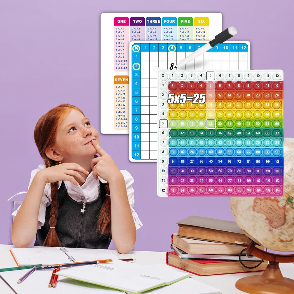 12x12 Multiplikation Mathe-Spiele Karteikarten-Set Löschbarer Stift Schreibtafel Lernspielzeug Wiederverwendbare Übungskarten für Kinder ab 3 Jahren – Detail 7