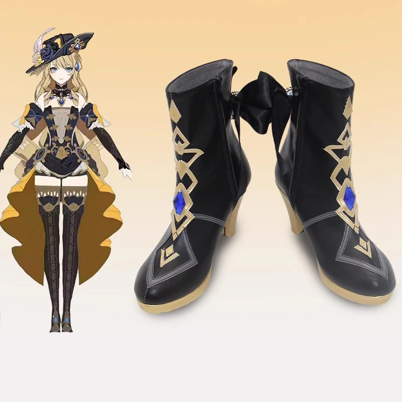 

Игровая обувь для косплея Genshin Navia, ботинки для женщин и девушек на Хэллоуин, ботинки для ролевых игр на заказ