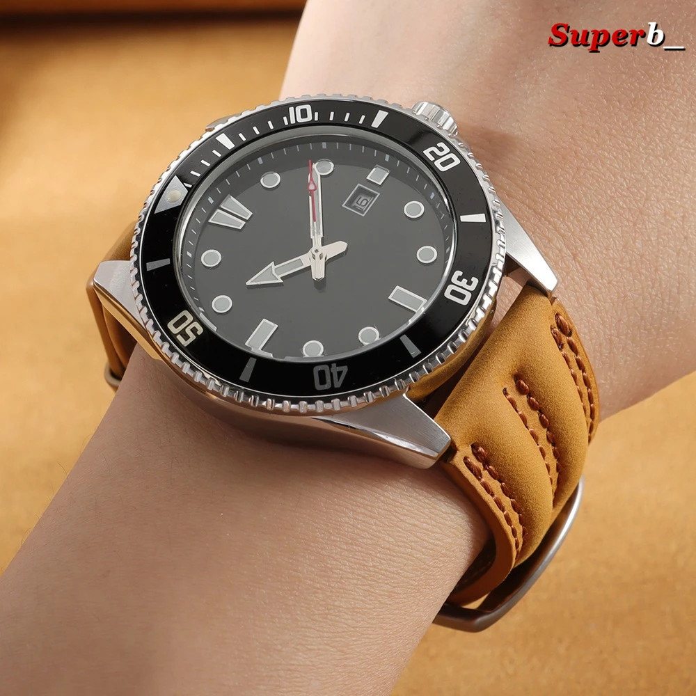 Genuine Crazy Horse Leather Watch Band 22mm - Rugged Cowhide Strap