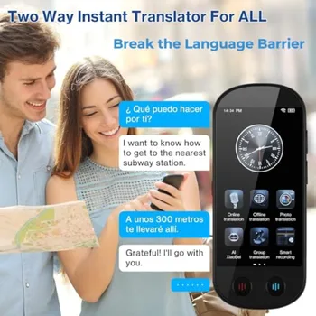 Real-Time Two-Way Voice Translator Device for Travel, Business Study, ABS Plastic, Black, 149 Languages Support with Voice and 3