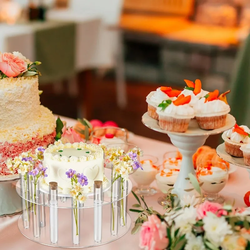 Acrylic Cake Display Board Round Cake Stand Wedding Party DIY Flower Crown Decoration Dessert Trays Clear Stand Tools