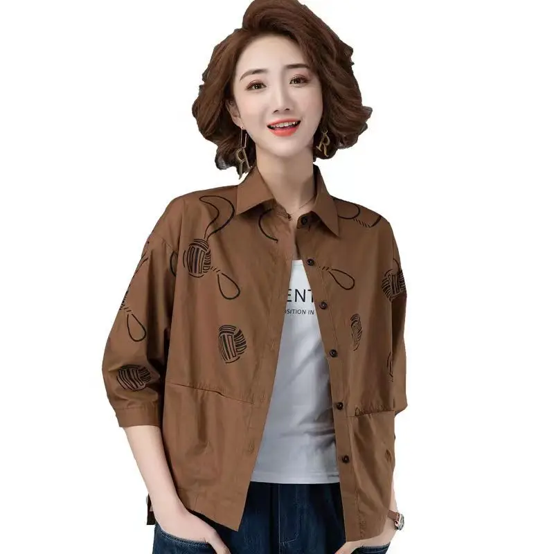 

Fdfklak Cotton Jacket Women Spring Autumn New Ladies Short Thin Coat Middle-aged Loose Casual Single-breasted Wadded Coat Female