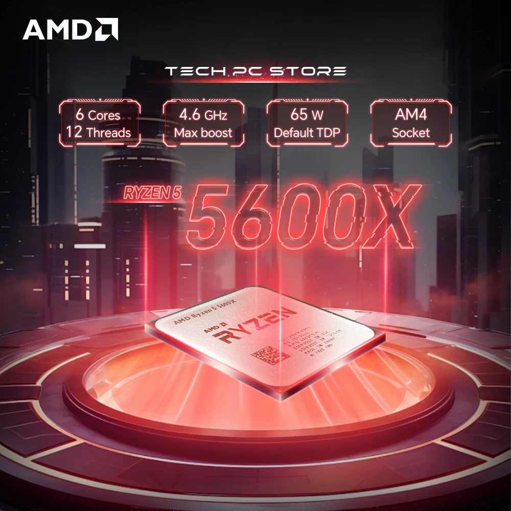 AMD Ryzen 5 5600X L3=32M 3.7GHz 6-Core 12-Thread R5 5600X Gaming