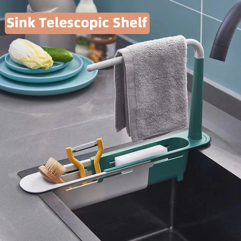 

Obelix Telescopic Sink Shelf Kitchen Sinks Organizer Dish Drainer Rack Soap Sponge Holder Dishcloth Drain Rack Kitchen Gadgets
