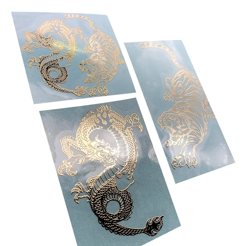 Personality Dragon Tiger Figure Yin And Yang Eight Diagrams Dragon Fight Metal Stickers Mobile Phone Computer Decorative Sticker label stickers