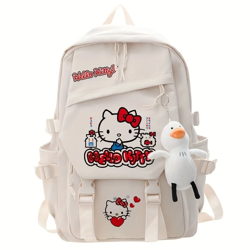 MINISO Large Capacity Hello Kitty Backpack Fashion Kawaii School Bag Waterproof Nylon Fabric for Girl Student 6