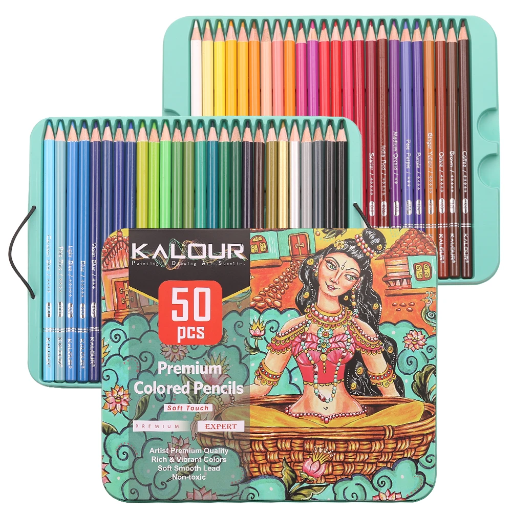 KALOUR Artist's Professional Oil Colored Pencil Set - Premium Coloring and Sketching Art Supplies