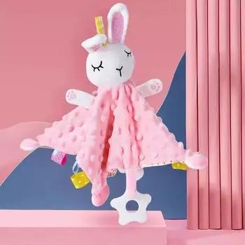 Coperta consolatrice per bambini con etichette Massaggiagengive Morbido peluche Neonato Bambole che dormono Moda per bambini Giocattolo per il sonno Succhietto Placare Bavaglini per asciugamani