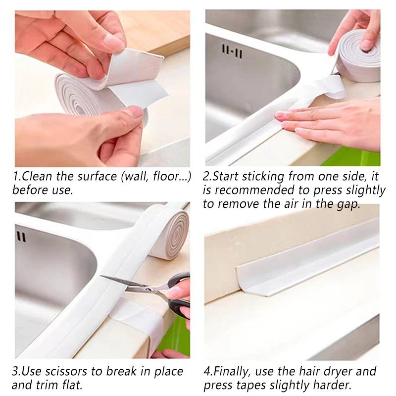 Sealing strip tape sealing tape sealing strip waterproof tape Bathroom Shower Sink Bath Sealing Tape Strip White PVC Self Adhesive Waterproof Wall Sticker for Bathroom Kitchen Caulk Strip
