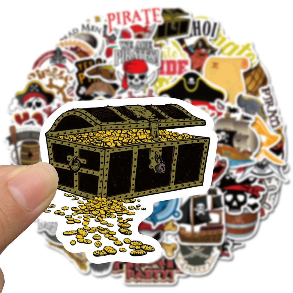 50PCS 해적 해골 스티커 캡틴 해적 빈티지 DIY 노트북 수하물 오토바이 노트북 냉장고 데칼 낙서