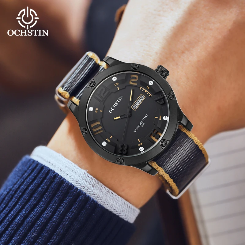 OCHSTIN Quartz Watch Men Black Mens Watches Top Brand Luxury Chronograph Sports Watches Luminous Waterproof Relogio Masculino