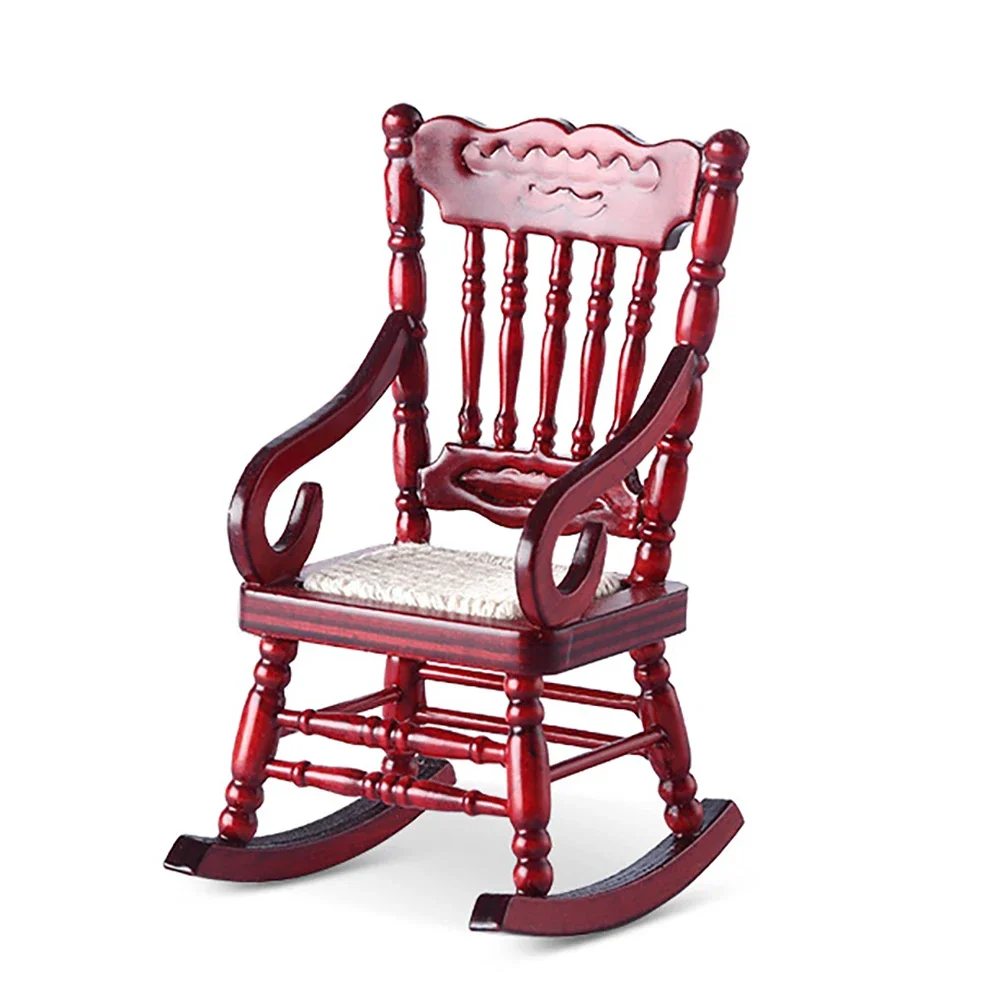 

Миниатюрные аксессуары для кукольного домика, деревянное мини-кресло-качалка, имитация мебели, игрушки для украшения кукольного домика, 1/12