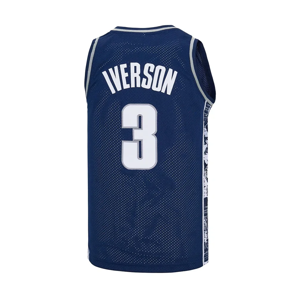 Basketball jerseys Georgetown 3 Iverson JERSEY Sewing Embroidery Outdoor sportswear cheap high quality Movie Blue grey new
