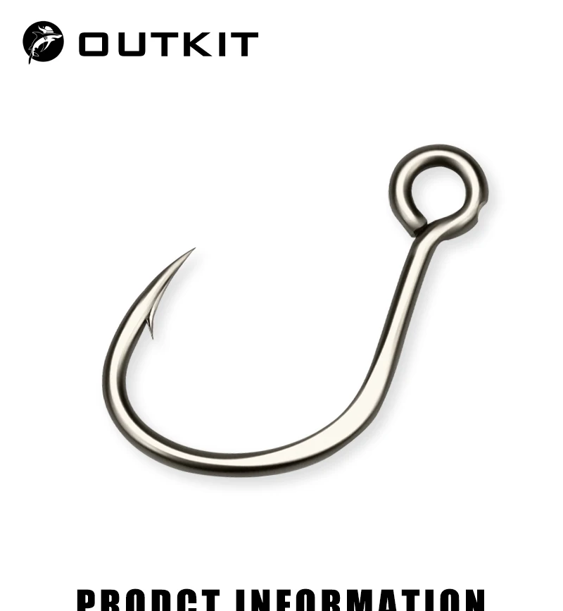 OUTKIT Neue 10 stücke Angeln Köder Ersatz Haken 5X Stärken Einzel 33 Angelhaken Inline Big Eye Größe 1 2 4 angelgerät High Carbon Stahl – Detail 1