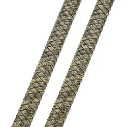 Vintage Black and Brown Genuine Braided Leather Cords - 8mm - 0.5meter (Vintage Beige Yellow)