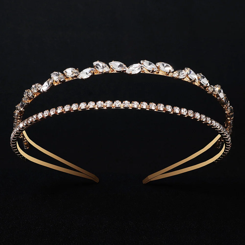 Gold Rhinestone Hair Bands Birthday Make Up Party Bride Headpiece Alloy Hair Accessories Headbands Gift For Women hair accessories bridal hair accessories crown headband