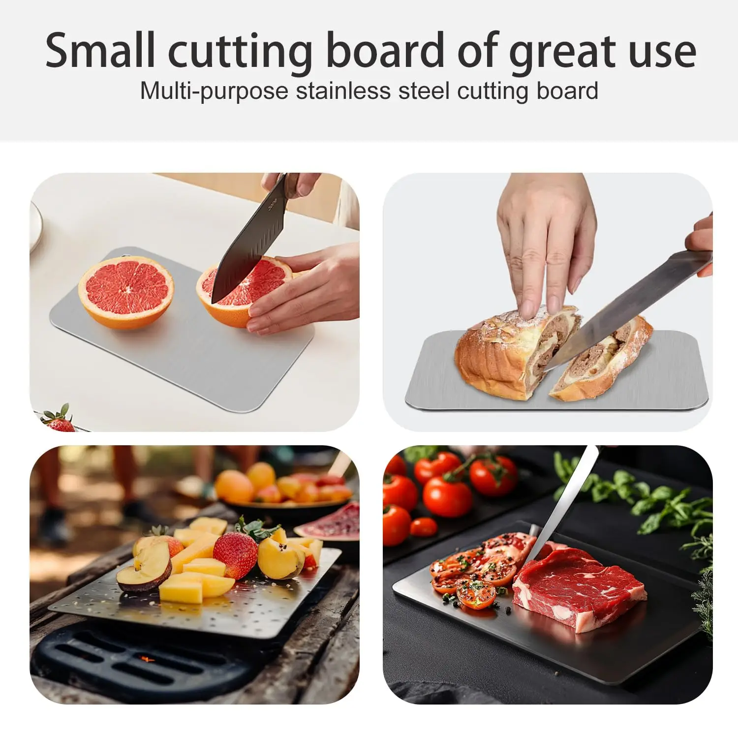 Board Kitchen Titanium Cutting Boards For Stainless 304Steel Thickened Double-Sided Non-Slip Durable Portable FruitMeat Chopping