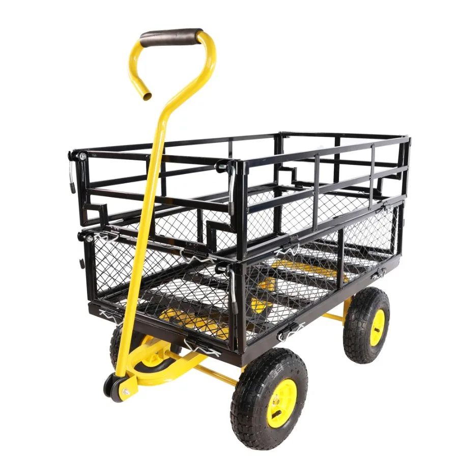 Yellow Black Garden Cart Trucks for Easy Firewood Transport