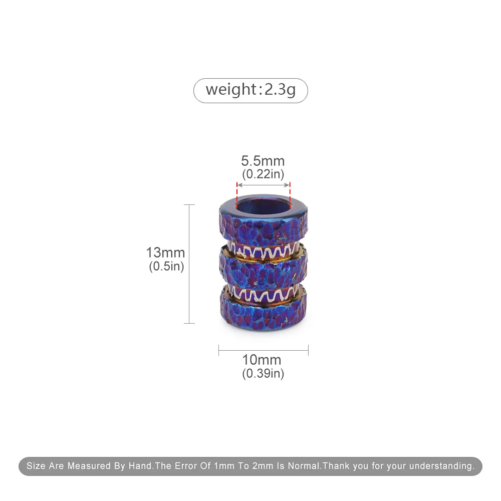 1pc 실린더 구슬 Paracord 펜던트 액세서리 티타늄 구슬 우산 밧줄 키 체인 팔찌 DIY 구슬