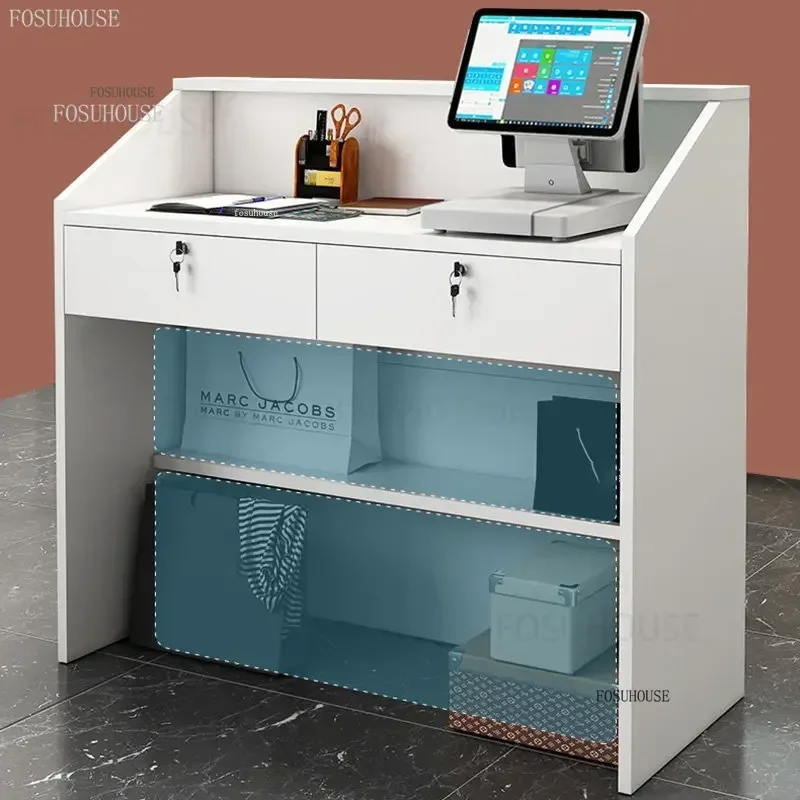 Reception Desks Bar Counter Commercial Clothing Store Cashier Modern Office Furniture Simple Desk Barber Shop Reception Desk Z