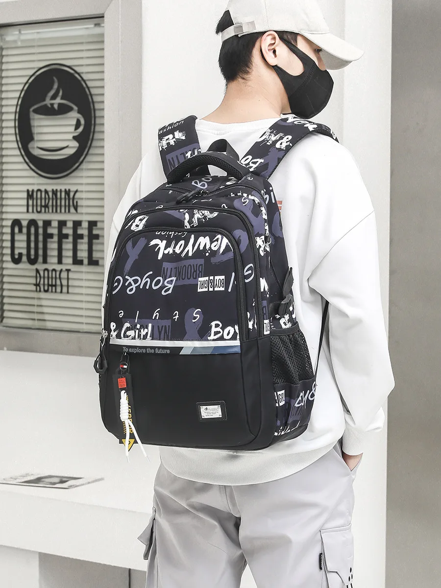 Graffiti School Bags for Teenage Boys High Middle School Students Schoolbag Outdoor Travel backpack Big Student Laptop Backpack 6