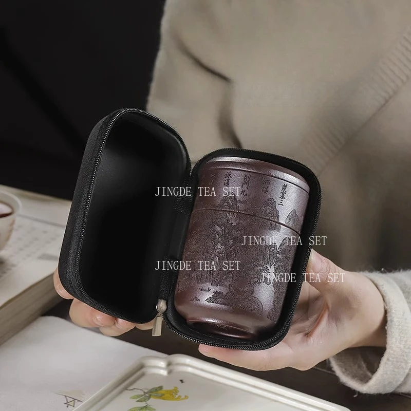 150ml Purple Mud Xianju Kuaike Cup Simple and Portable Travel Tea Set Storage Bag Purple Clay Tea Cup Set Drinking Utensils