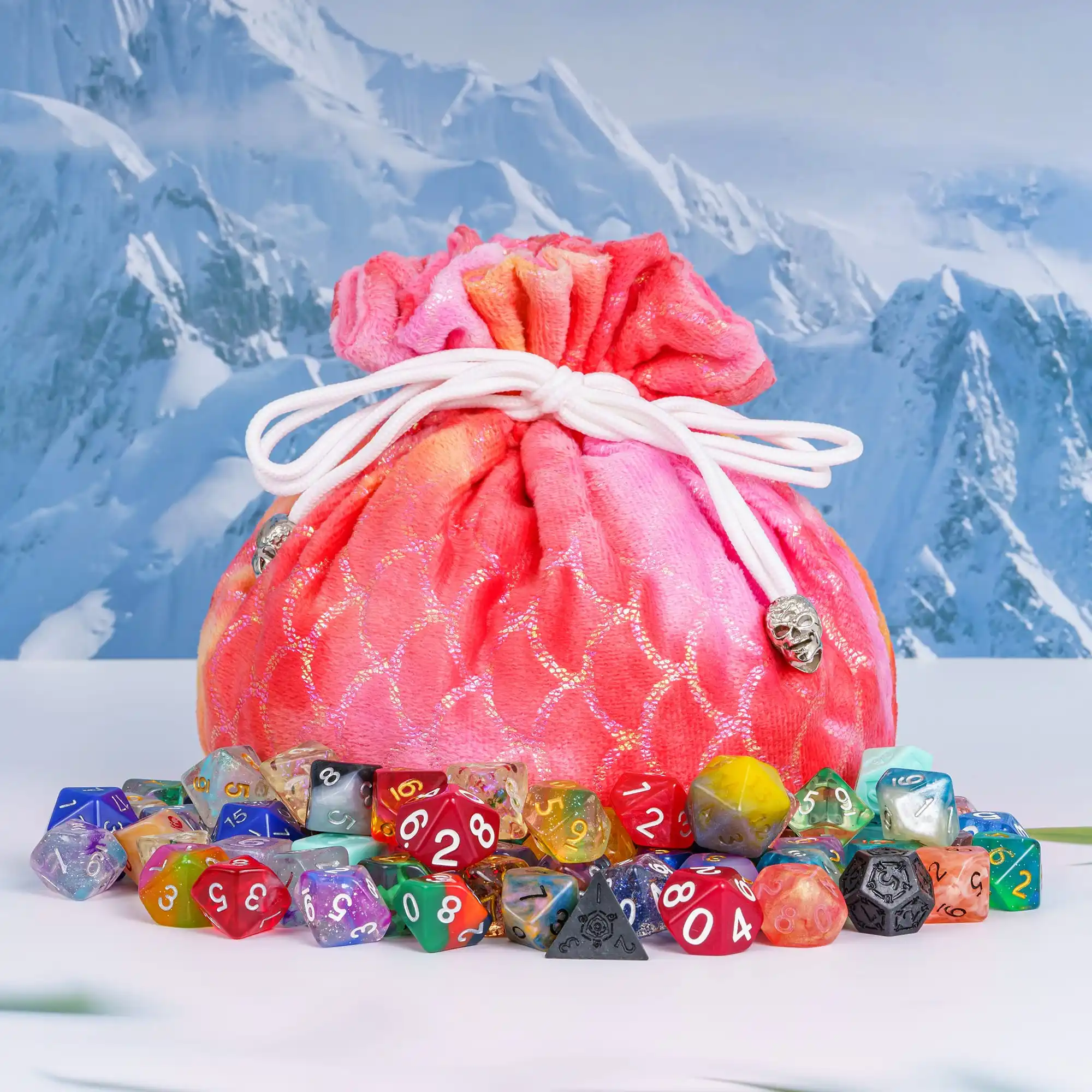 New Drawstring Dice Bag Flannelette Double-Layer Storage Bag Round Bottom Big Pouch for Packing Gift RPG Dice Board Game dice bag