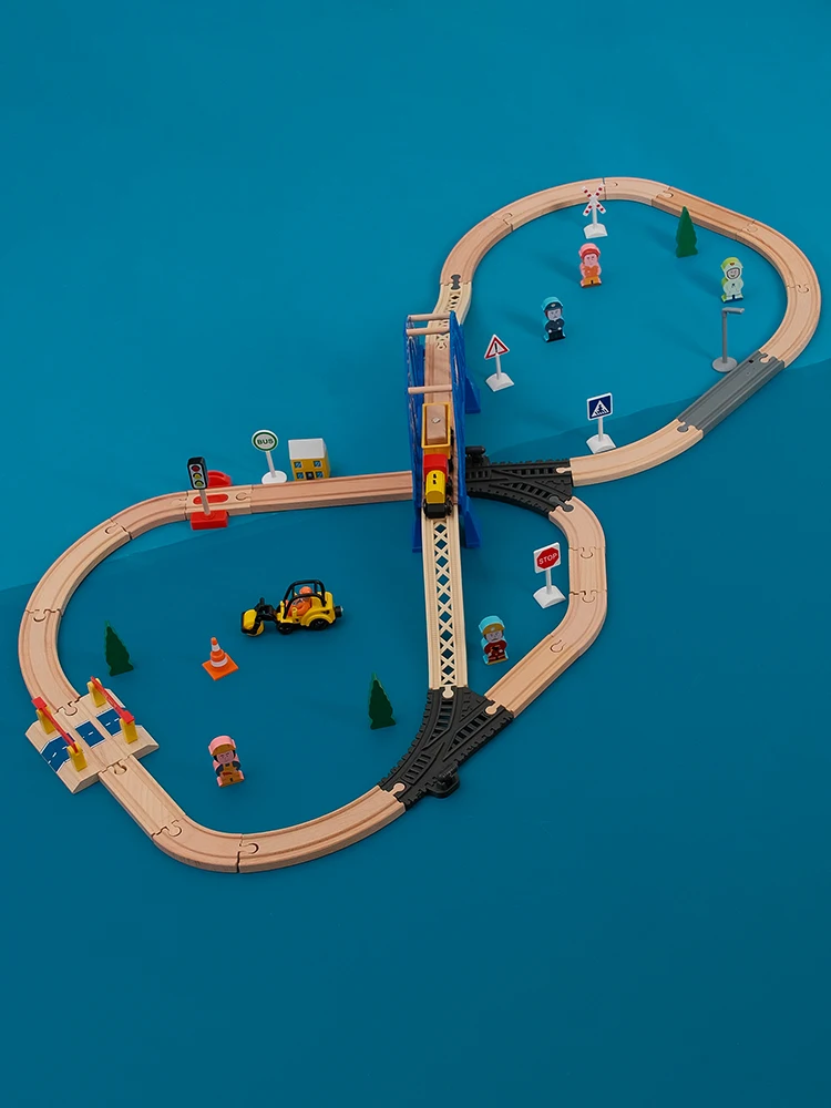

Wooden Plane Car Model High-speed Rail Toy Wooden Train Railway Track Set Compatible Brand Wooden Track Educational Toy Gift